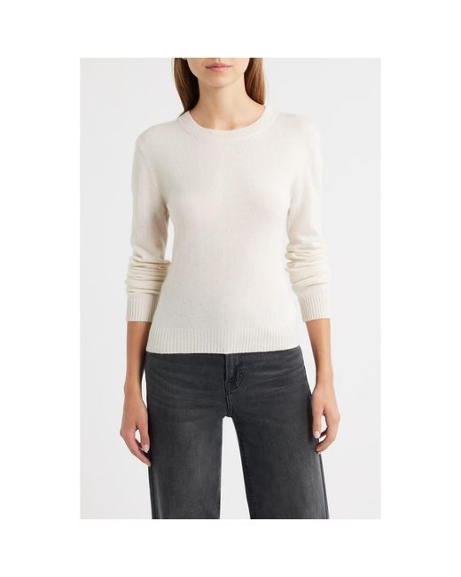 Reformation White Lian Crewneck Cashmere Sweater
