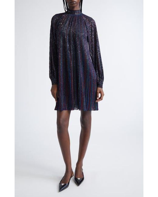 Missoni Blue Sequin Stripe Long Sleeve Minidress
