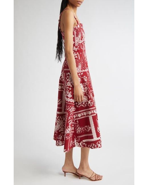 Cinq À Sept Red Bandana Print A-Line Dress
