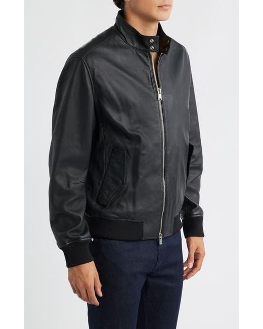 Boss Black Monier Leather Zip Jacket for men