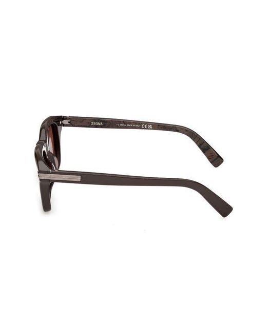 Zegna Brown 54Mm Rectangular Sunglasses for men