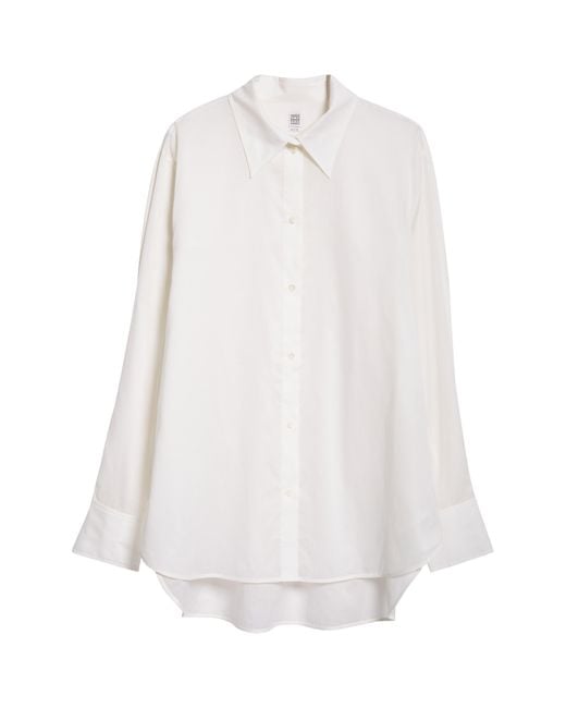 Totême  White Oversize Wide Sleeve Cotton Blend Button-up Shirt