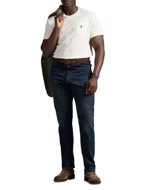 Polo Ralph Lauren White Big & Tall Classic Fit Jersey Crewneck Pocket Tee for men