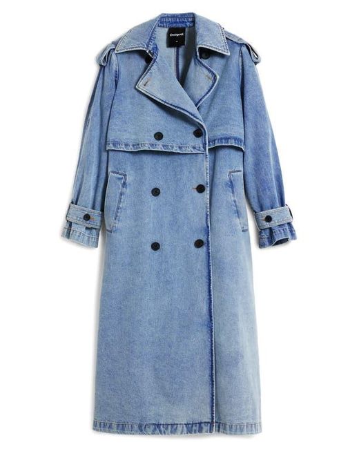 Desigual Blue Denim Trench Coat