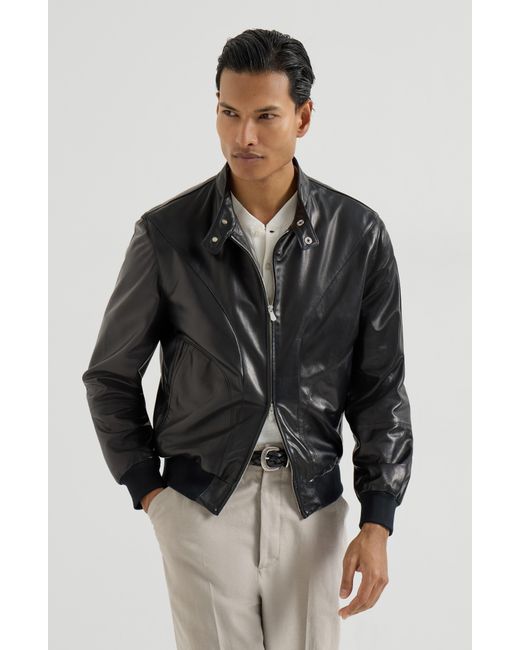 Brunello Cucinelli Black Nappa Leather Jacket for men