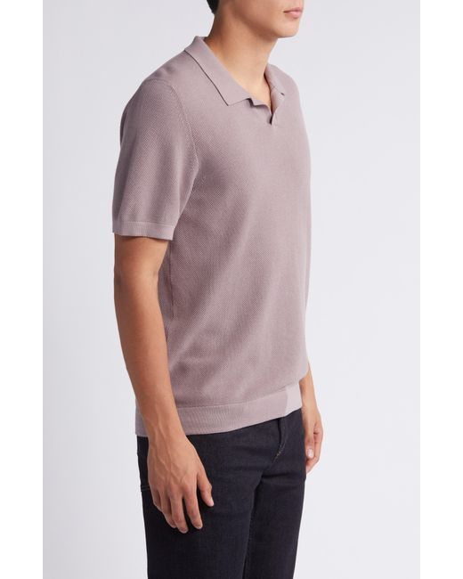 7 For All Mankind Pink Textured Johnny Collar Polo for men