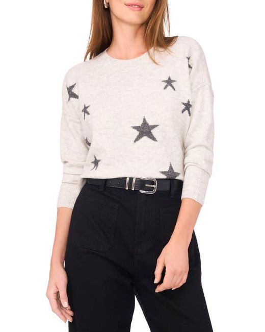 Vince Camuto White Star Crewneck Sweater