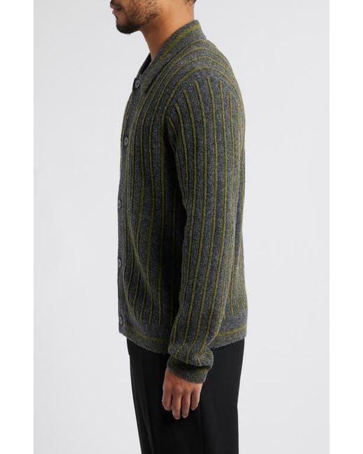 NN07 Black Darren 6683 Stripe Wool Blend Cardigan for men