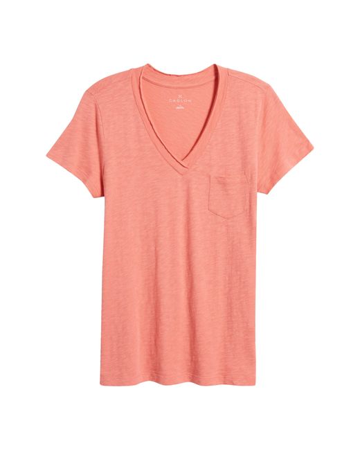 Caslon Pink Caslon(r) V-neck Short Sleeve Pocket T-shirt