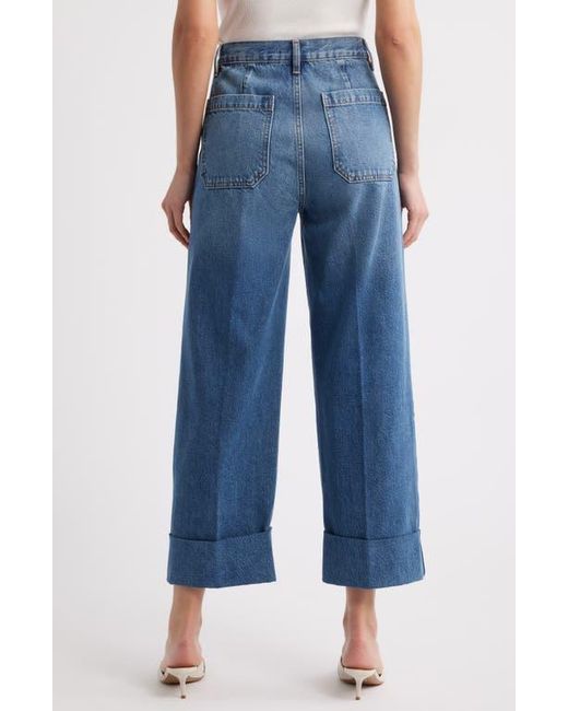 FRAME Blue The Utility Cuff Wide Leg Jeans