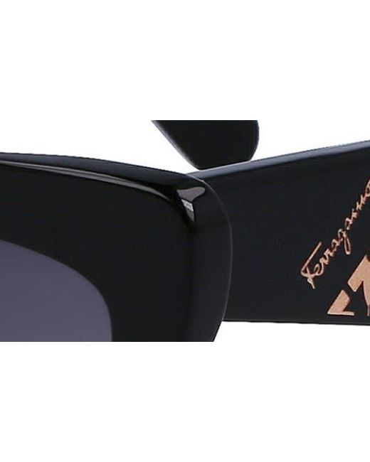 Ferragamo Black 55mm Gradient Rectangular Sunglasses