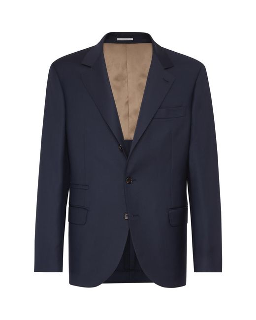 Brunello Cucinelli Blue Twill Blazer for men