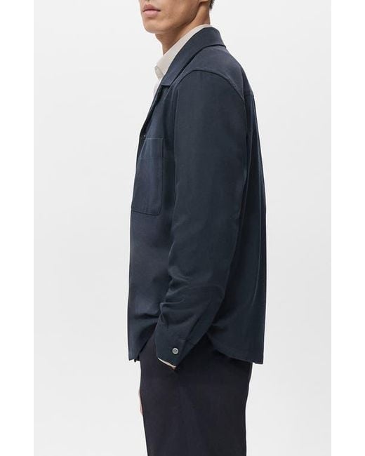 Mango Blue Regular Fit Overshirt for men