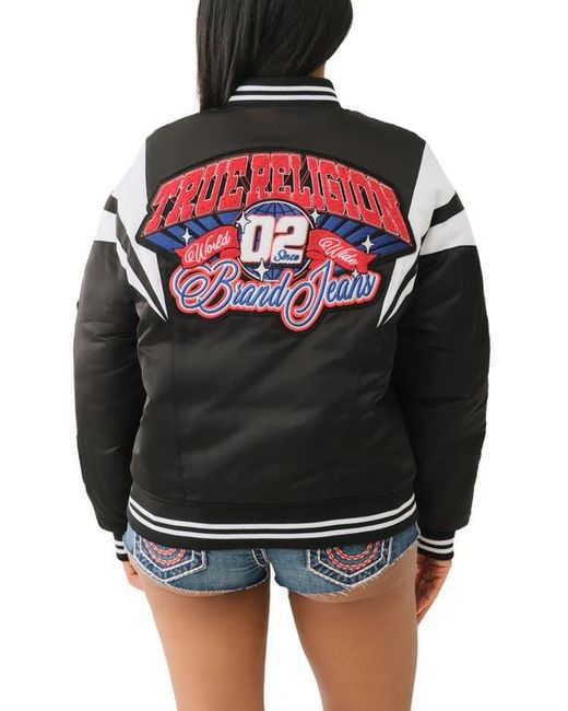 True Religion Black Oversize Varsity Jacket