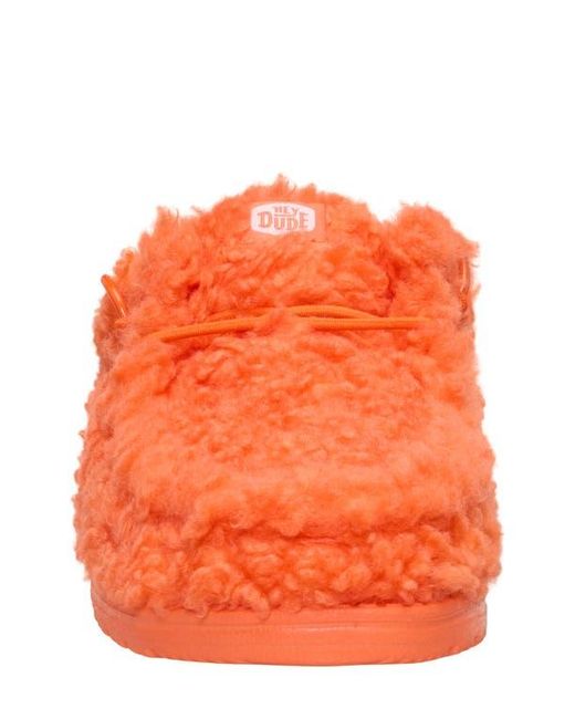 HeyDude Orange Wally Faux Shearling Slipper for men