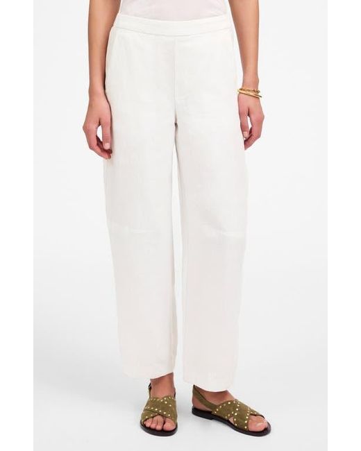 Madewell White Barrel Leg Linen Pants