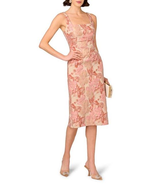 Aidan Mattox by Adrianna Papell Multicolor Stretch Jacquard Midi Cocktail Dress