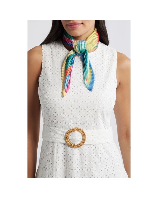 Echo Blue Painterly Composition Pleated Diamond Scarf