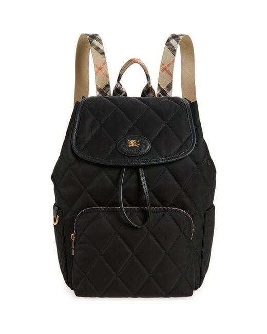 Burberry Black Horseshoe Quilted Nylon Backpack