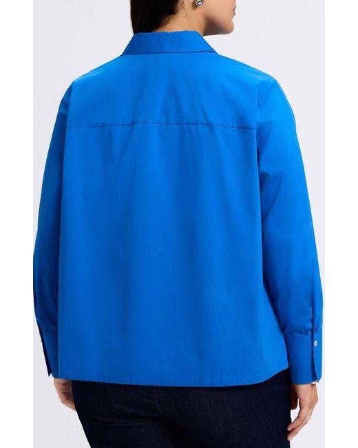 Foxcroft Blue Bella Solid Popover Top