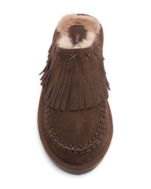 Free People Brown Fallon Fringe Faux Fur Mule Slipper