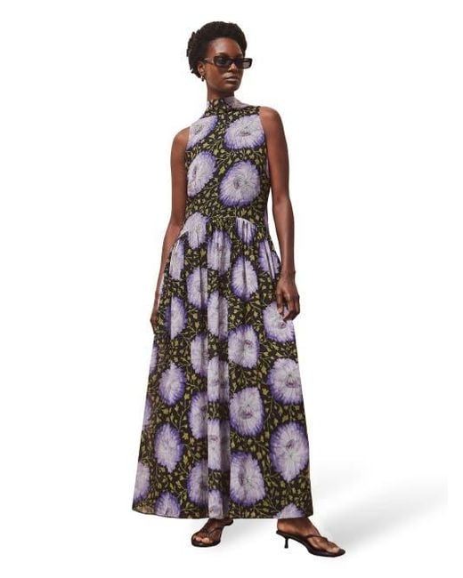 Ro&zo Print Chiffon Maxi Dress in Purple | Lyst