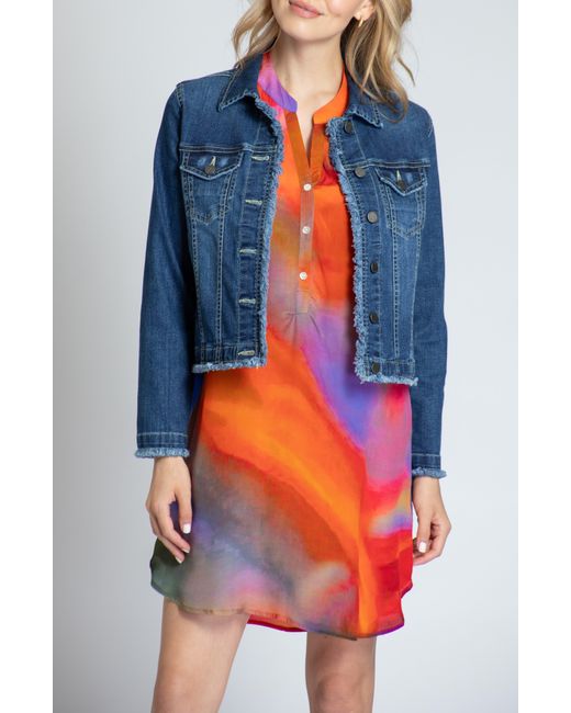 Apny Blue Frayed Denim Jacket