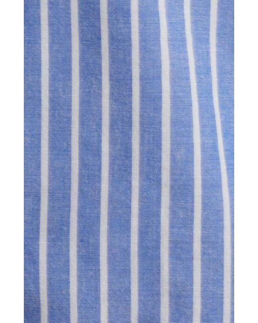 Beach Lunch Lounge Blue Candy Stripe Cotton Blend Button-Up Shirt