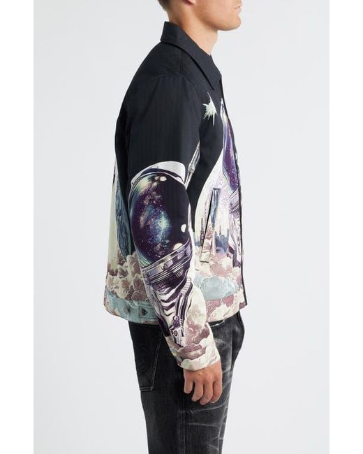 BBCICECREAM Gray Space Shuttle Graphic Flight Jacket for men