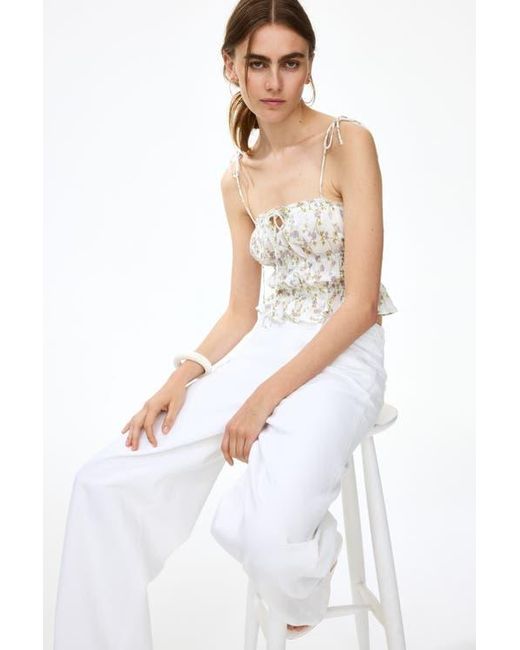H&M White Tie-Strap Top