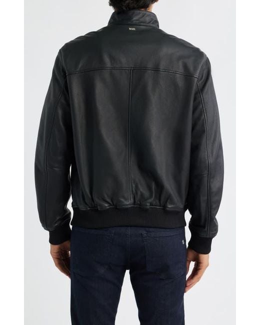 Boss Black Monier Leather Zip Jacket for men