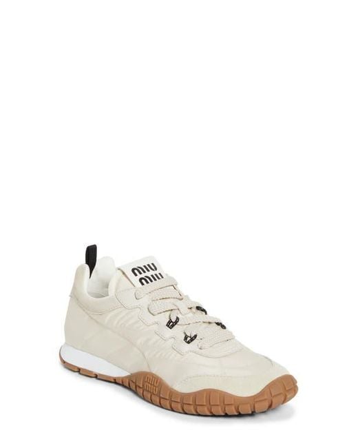 Miu Miu White Sport Quilted Nylon Sneaker