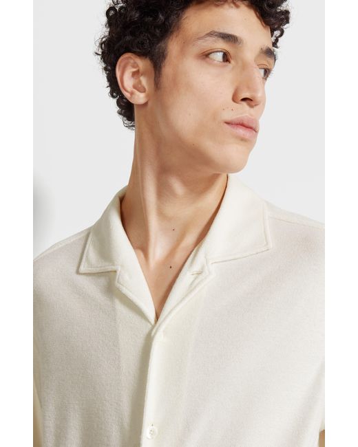 Zegna White Sponge Cotton & Silk Knit Button-up Shirt for men