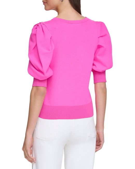 DKNY Pink Puff Sleeve Sweater