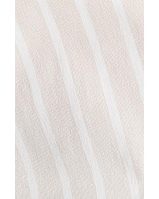 Theory Stripe Fixed Sleeve Cotton Blend Button-Up Shirt in White