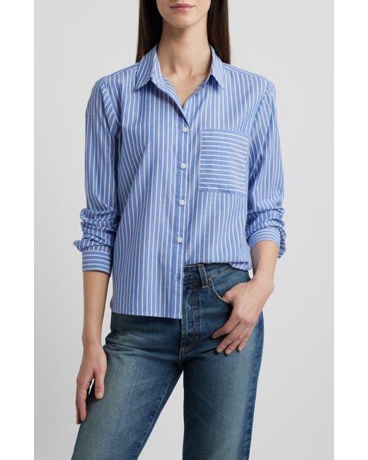 Beach Lunch Lounge Blue Candy Stripe Cotton Blend Button-Up Shirt