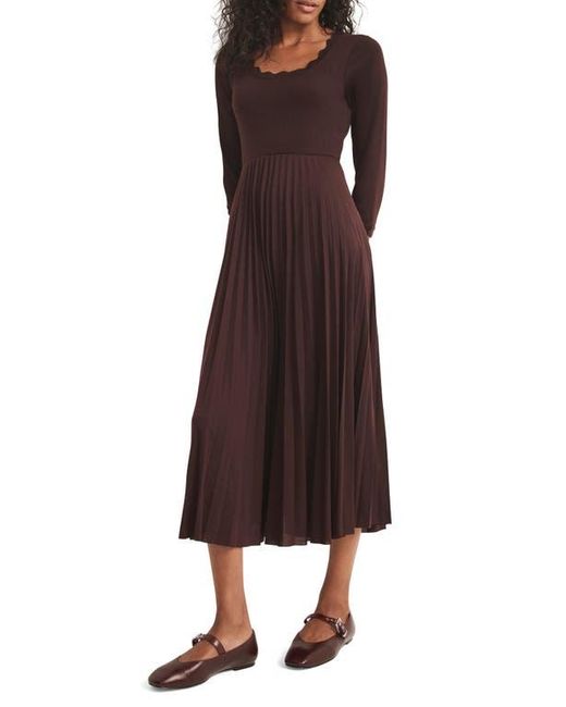 Mint Velvet Brown Scallop Trim Midi Dress