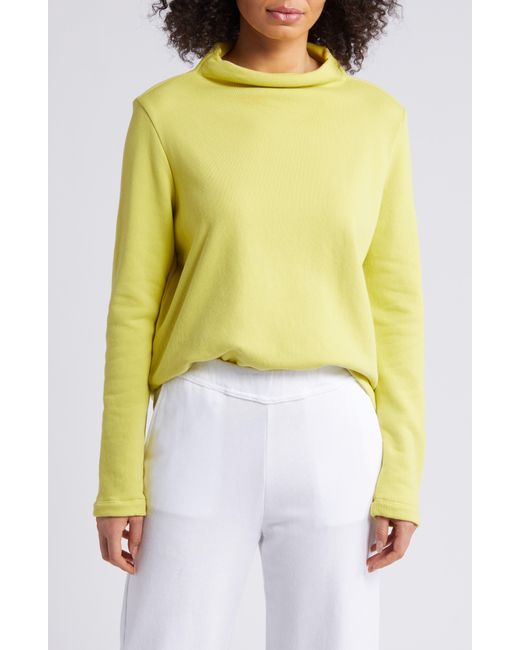 Eileen Fisher Yellow Funnel Neck Organic Cotton Top