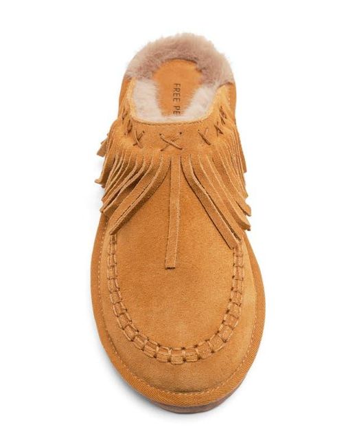 Free People Fallon Fringe Faux Fur Mule Slipper in Brown | Lyst