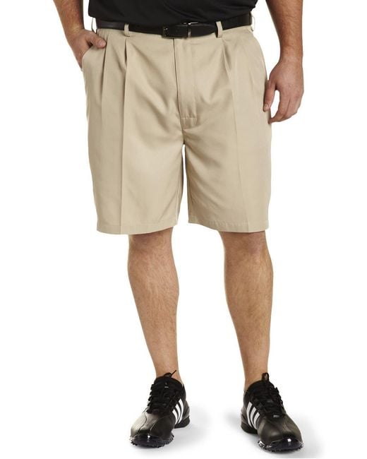 Reebok Natural Big & Tall Golf Performance Pleated Shorts for men