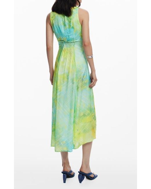 Desigual Green Sleeveless A-Line Midi Dress