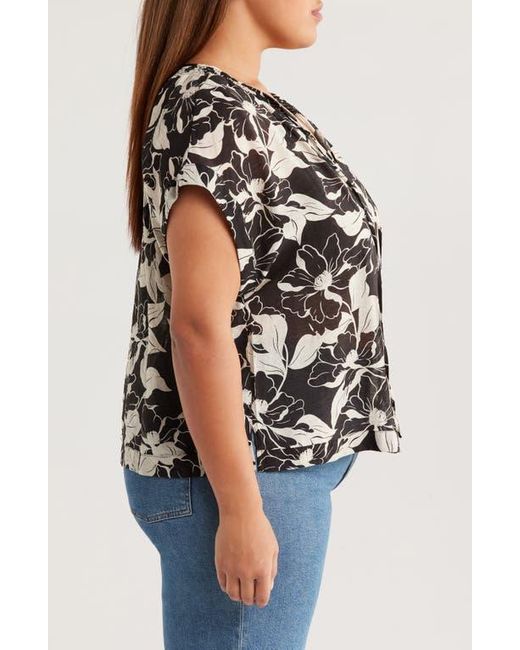 Vince Camuto Black Floral Dolman Sleeve Peasant Top