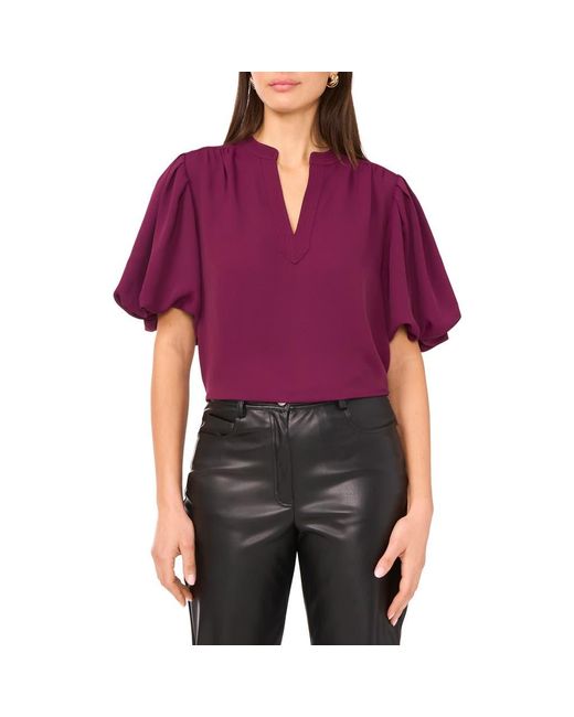 Vince Camuto Purple Puff Sleeve Popover Top