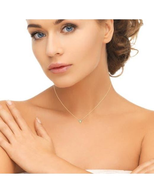 LuvMyJewelry Metallic Emerald Cut Peridot & Diamond 14K Birthstone Necklace