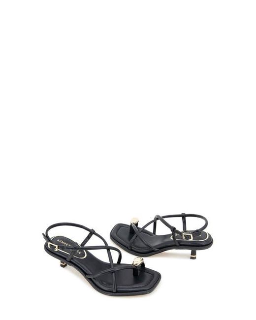 Kenneth Cole Black Gatlyn Ankle Strap Kitten Heel Sandal