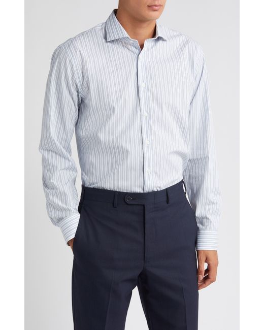 Nordstrom White Easy Care Trim Fit Stripe Dress Shirt for men