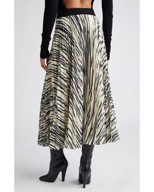 Proenza Schouler Black Variegated Stripe Sheer Pleated Midi Skirt