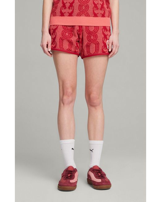 PUMA Red X Palomo T7 Cotton & Wool Jacquard Track Shorts for men