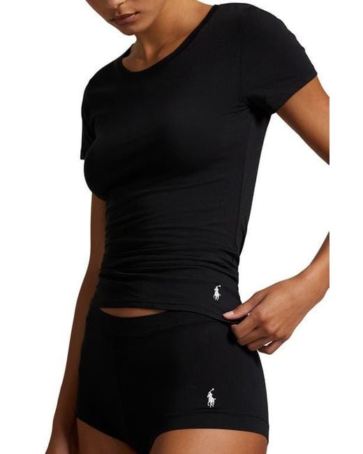 Polo Ralph Lauren Black Cotton Blend T-Shirt & Boyshorts Set