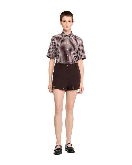 Sandro Brown Buttoned Carpenter Shorts